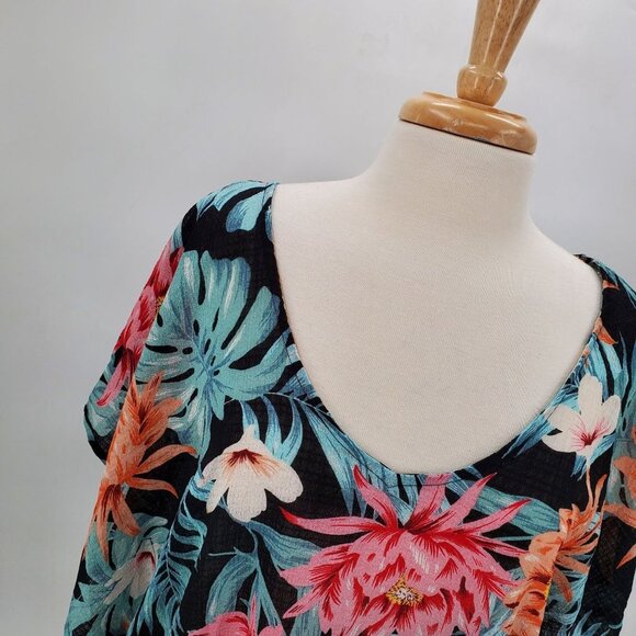 Kona Sol Swimsuit Coverup‎ Womens Size L Tropical Floral Kimono Sleeveless Swim - Picture 6 of 15